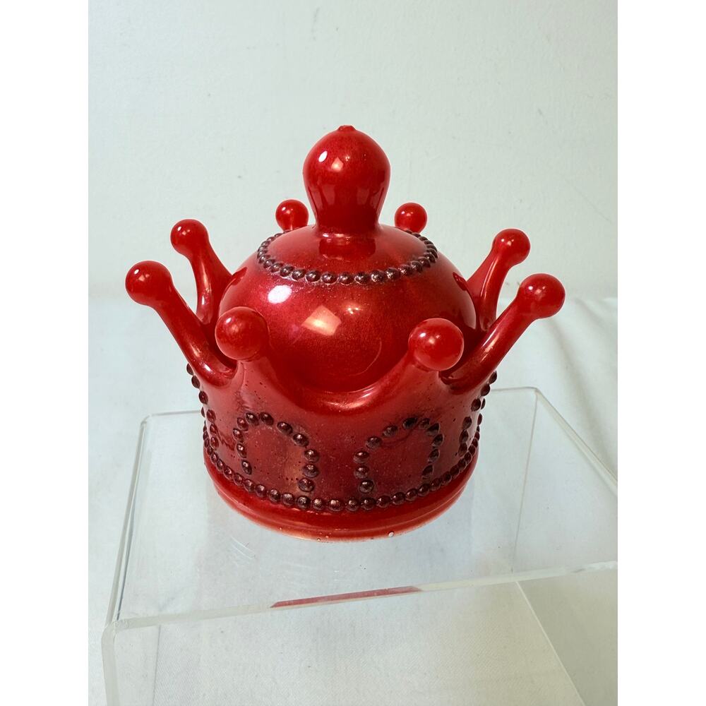 Red Resin Crown Lidded Trinket/ Jewelry Box